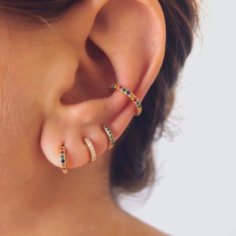 Серьги-кольца ROXI медные женские небольшие Разноцветные Украшения для пирсинга в