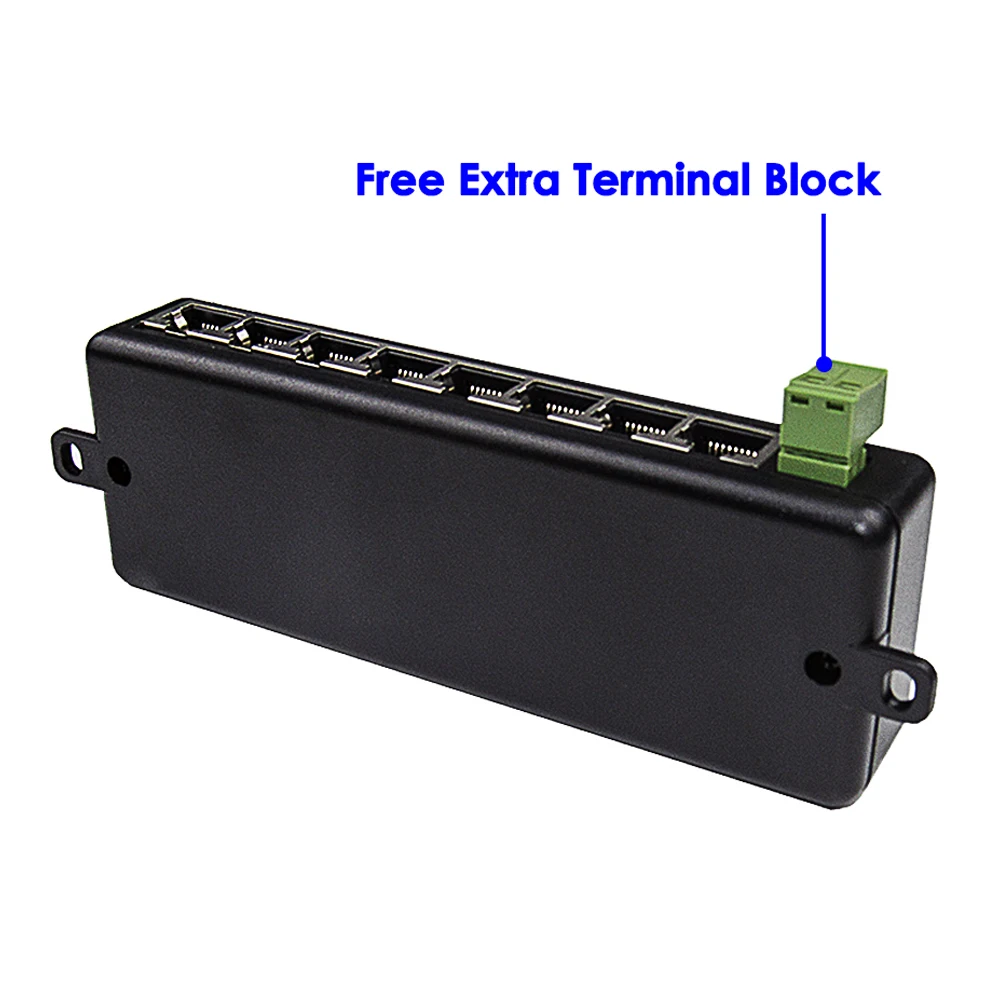 8-портовый Инжектор PoE среднего размера фотоадаптер питания на 8 каналов реле для