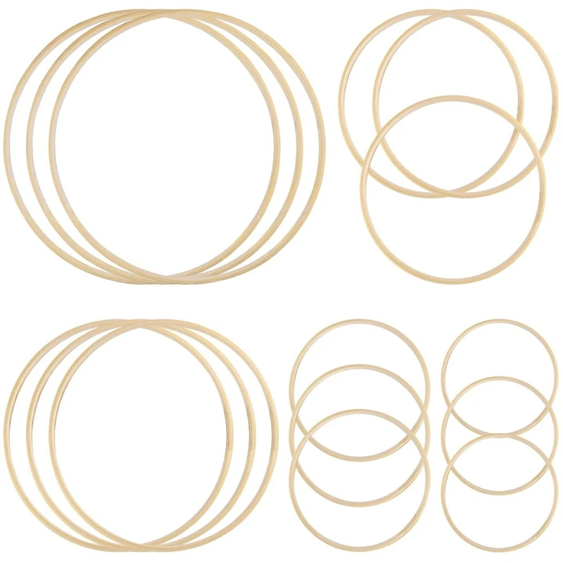 

New Wooden Rings,Bamboo Floral Hoops Wreath Rings Macrame Hoop Rings for DIY Wedding Christmas Wreath,Dream Catcher Crafts