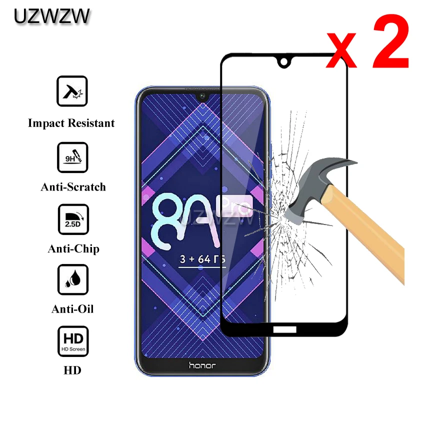 2 шт. закаленное стекло для huawei Honor 8A Pro/Honor 8A полное покрытие 2.5D защита экрана закаленное стекло для huawei Honor 8A Pro