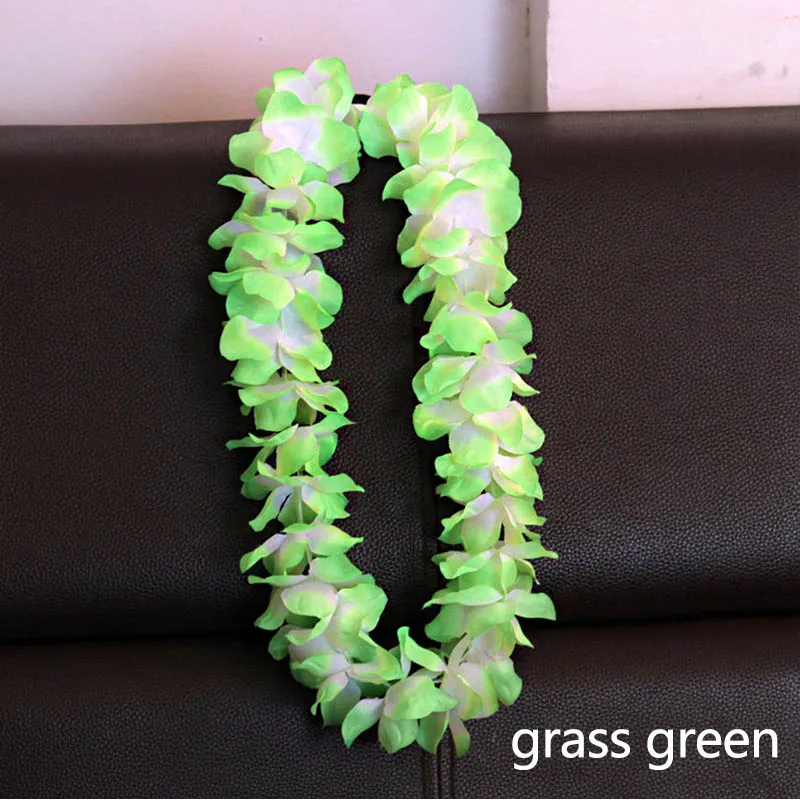 grass green 1 шт. гирлянда на шею пляжное украшение искусственные DIY вечерние аксессуары нарядное платье Вечерние Инструменты 100 см Гавайские пляжные Забавные Цветы - Цвет: grass green