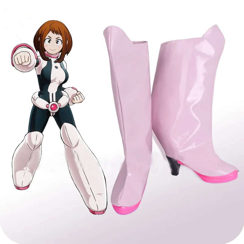 Обувь для костюмированной вечеринки My Hero academic Boku No Akademia Ochako Uraraka розового цвета