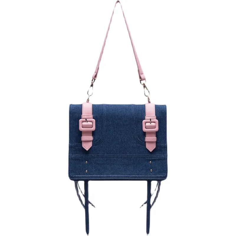 

2021 New Denim Handbag Womens Vintage Double-Shoulder Strap Baguette Underarm Bag Crossbody Cambridge Tassel Bag Designer Bag