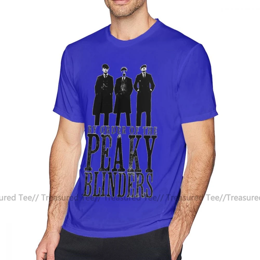 Футболка Peaky Blinders, футболка Peaky Blinders, футболка с графикой, 100 хлопок, футболка с коротким рукавом, 6xl, Мужская модная Милая футболка - Цвет: Blue