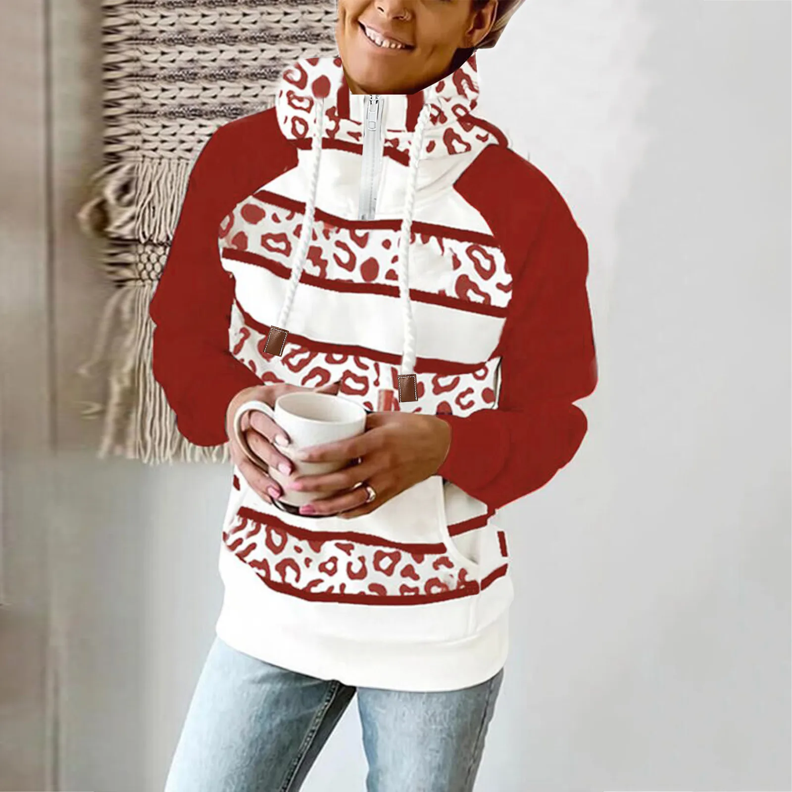 

Женский пуловер на молнии, толстовки с капюшоном, свитшоты с длинным рукавом и пуговицами, пуловер с карманами, зимний женский пуловер