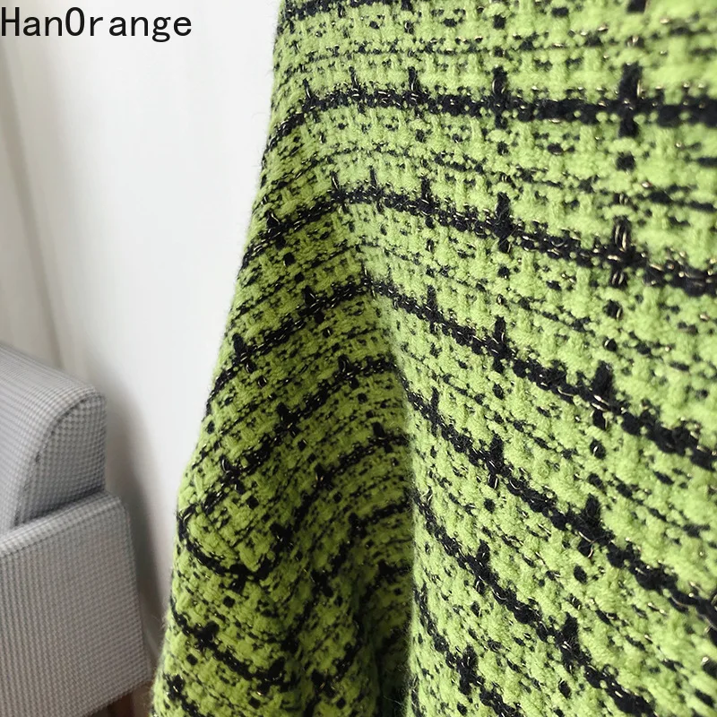 

Plaid Knitting Cardigan Spring Autumn Women 2021 Loose Lattice Jacket Bright Silk Mixed Thread