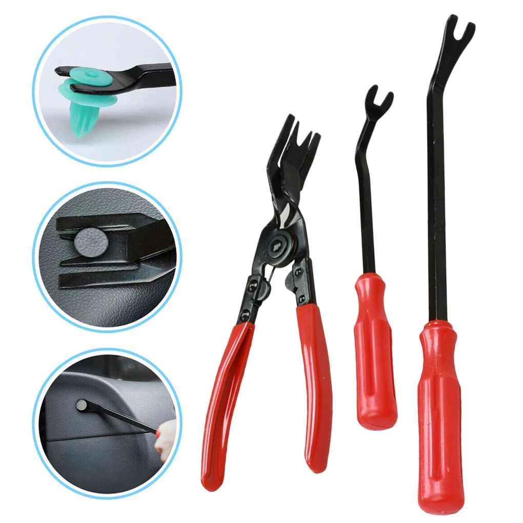 

3 Pcs Clip Pliers Fastener Puller Remover Auto Repair Tool for Car Door Panel Dashboard