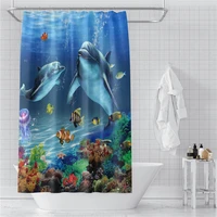 custom underwater world dolphin shower curtains hooks bathroom waterproof bath room home decor decoration 3d print 211201 40