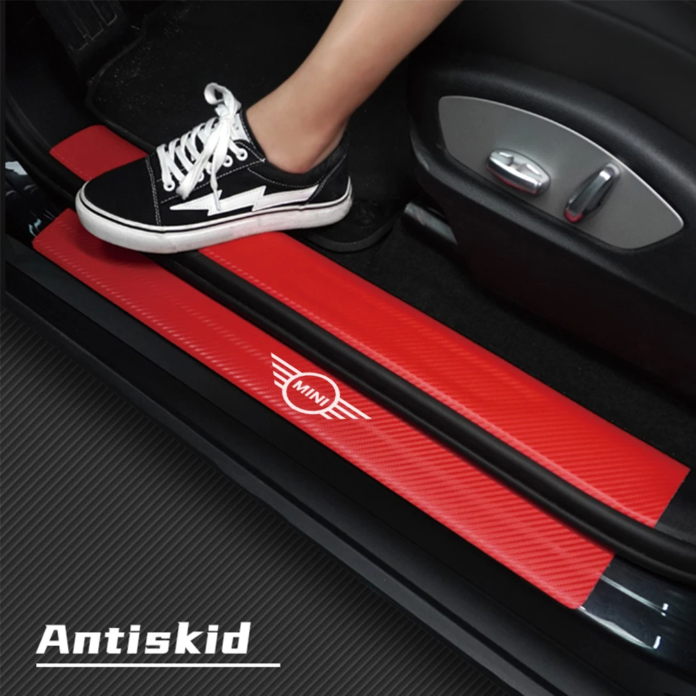 Car styling 4Pcs Threshold Door Sill Pedal Protector Carbon Fiber Stickers For BMW Mini Cooper R56 R50 R53 F56 R60 Accessories | Автомобили