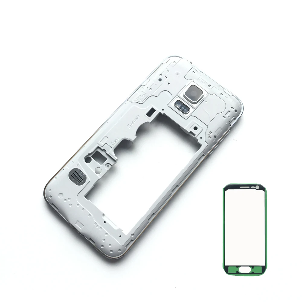 Для Samsung Galaxy S5 Mini G800 G800F корпус мобильного телефона крышка средней части корпуса рамка Шасси с клеем