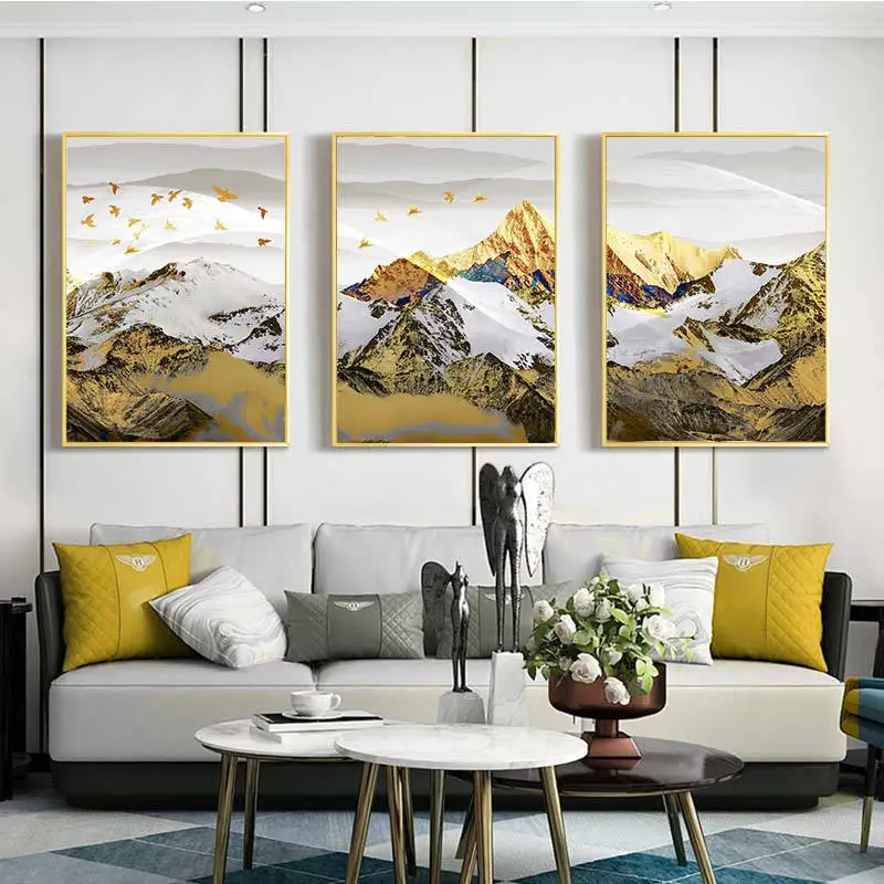 Абстрактная картина с изображением Золотой Горы большой постер HD настенное