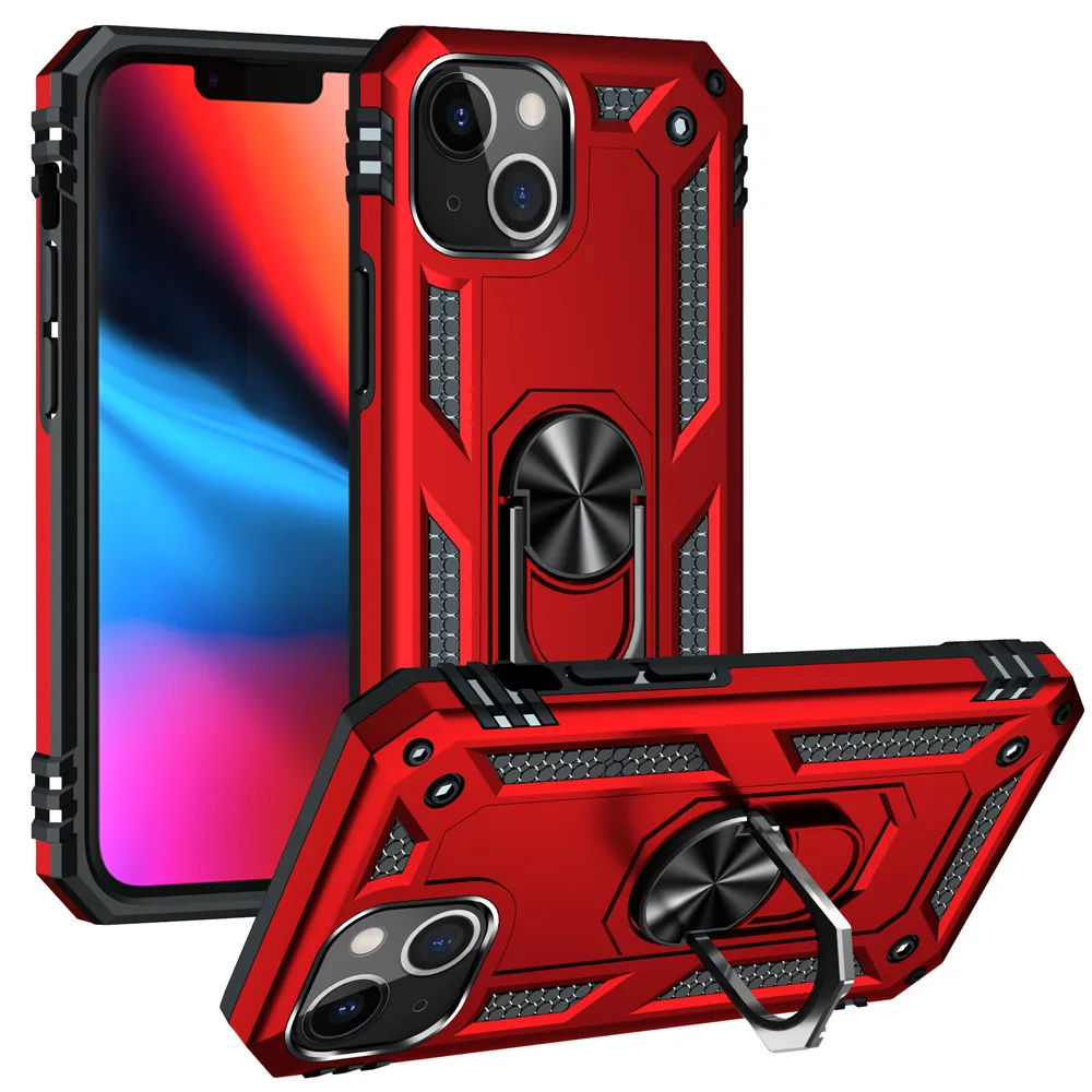 

Case For iphone 13 mini 12 11 Pro Max XS XR SE 2020 7 8 6S Plus Cover Coque Armor Shockproof Silicone Metal Ring Case funda