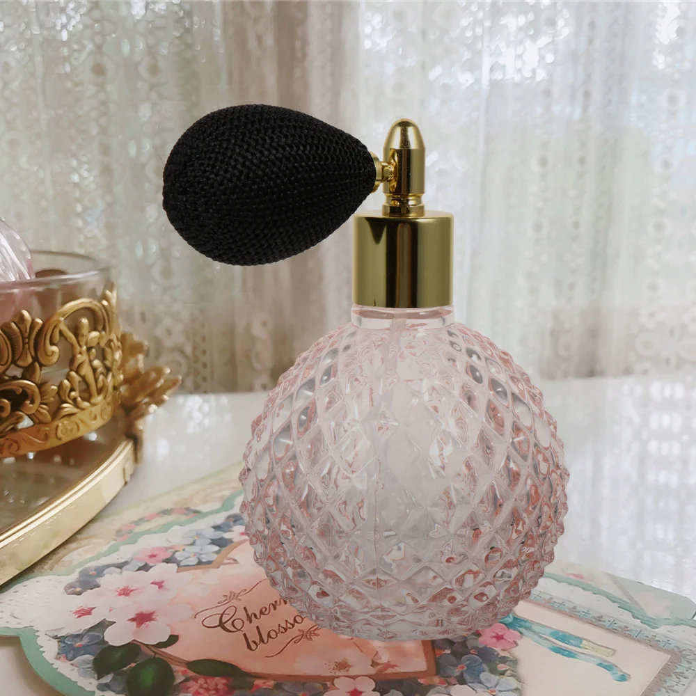 

100ML Vintage Perfume Bottle Retro Airbag Spray Atomizer Empty Lingge Style Glass Refillable Bottle