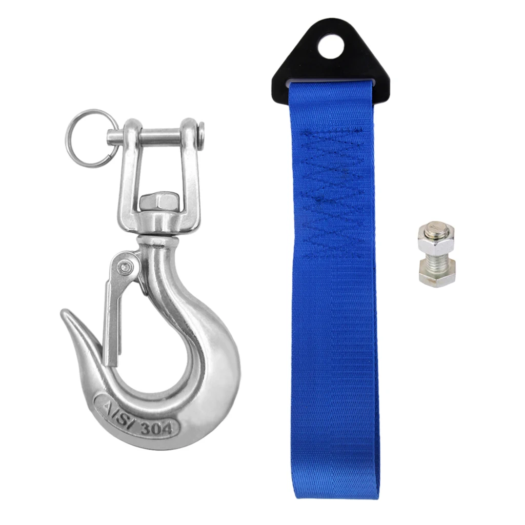

304 Stainless Steel Tie Down Ratchet Strap+Rotary Spring Snap Hooks Boat Anchor Rigging Clip Blue Car Tie Down Strap