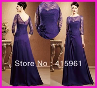 vestidos de novia vintage purple lace long sleeves chiffon 2018 mother of the bride dresses for weddings evening gowns