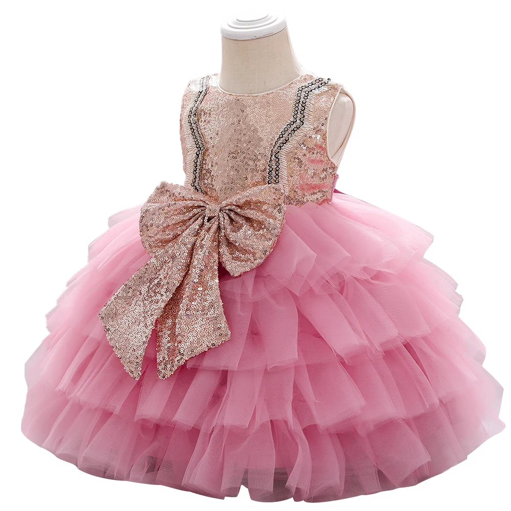 

Toddler Summer Princess Dress Birthday Dresses for Girls sleeveless with Sequin Bow