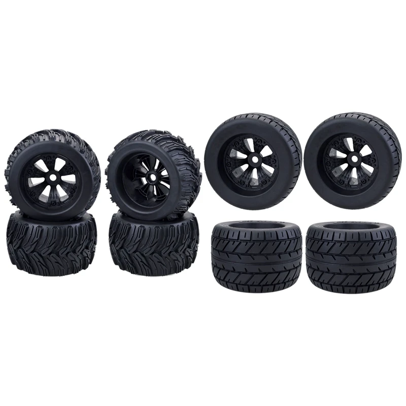 

8 Pcs Wheel Rim And Tires For 1/8 Truck Traxxas HSP HPI E-MAXX E-Revo ZD Racing RC Car Accessories,A8021 & A8020