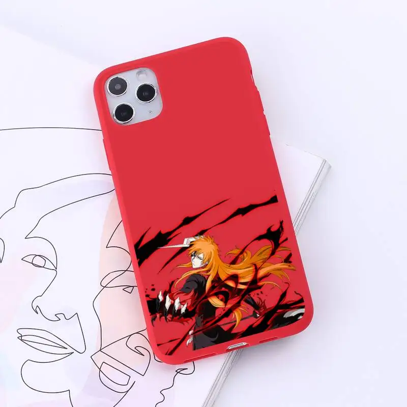 

Bleach anime Ichigo Kurosaki Phone Case Red Candy Color for iPhone 6 7 8 11 12 s mini pro X XS XR MAX Plus