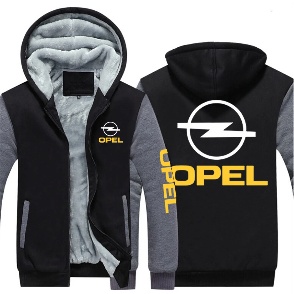

New OPEL Casual Men Cotton Warm Male Sweathshirt Hoodies Zipper Coats Male thicken jackets Sweatshirts For Men Sleeve Outerwear
