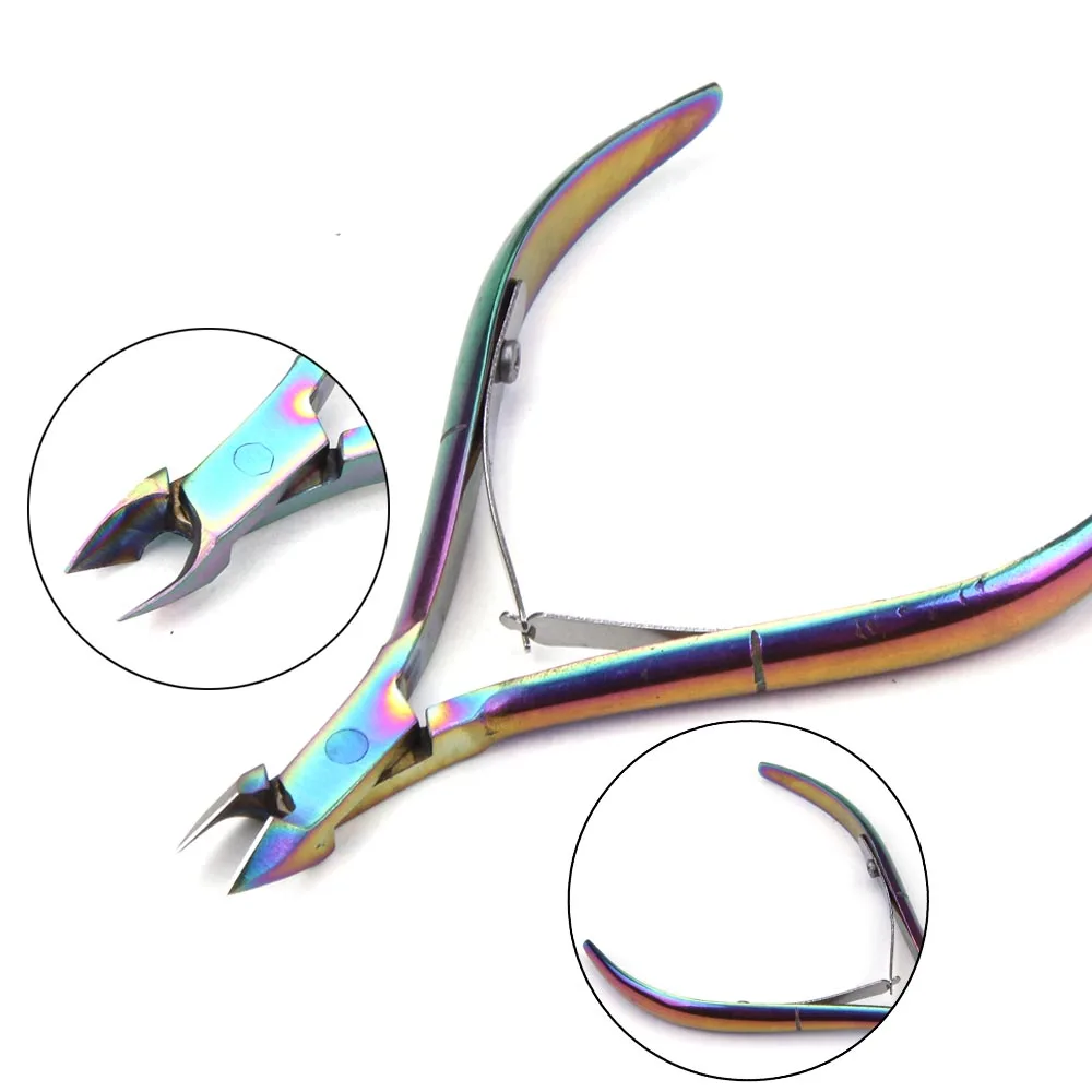 Профессиональный щипцы для кутикулы ногтей ног Радужный клипер ножницы удаления