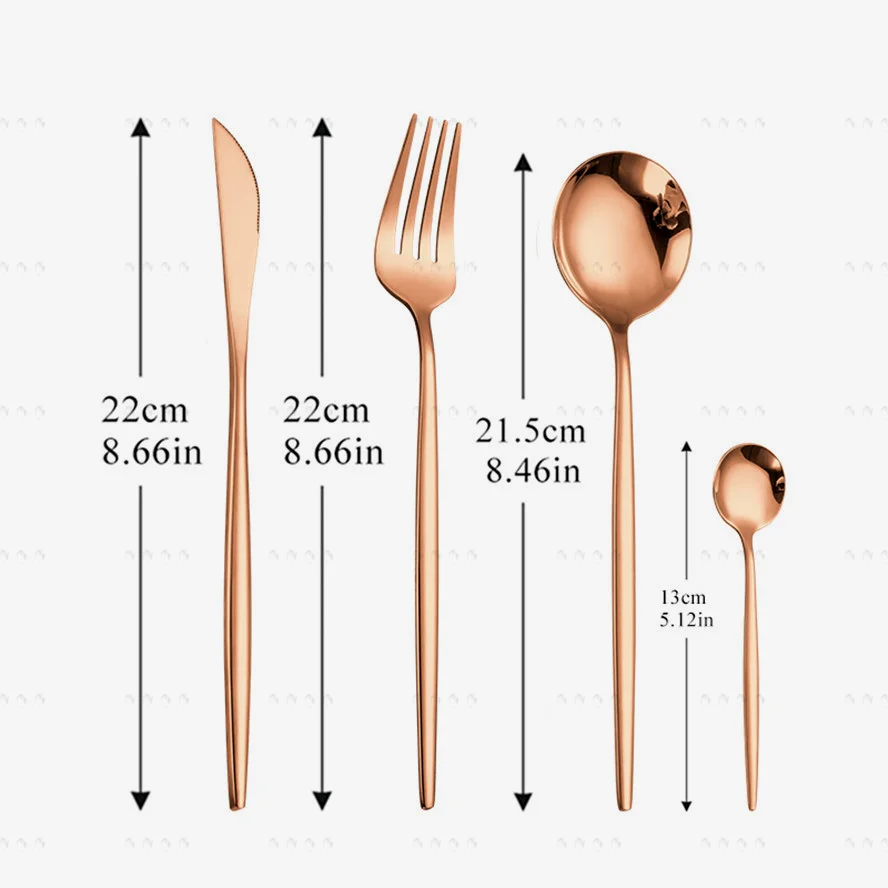 

4pcs RoseGold Dinnerware Set Stainless Steel Tableware Set Knife Fork Coffee Spoon Flatware Golden Utensils Kitchen Cutlery Set