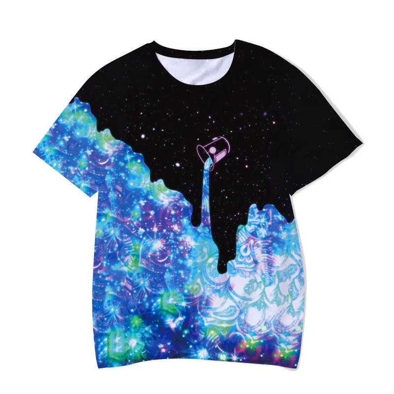 

2021 new fashion men's starry sky T-shirt beautiful starry sky blouse summer round neck shirt trendy streetwear 3D printed short