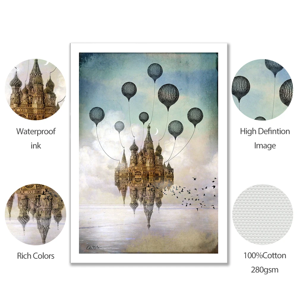 Постер и печать на Луне волшебный художественный принт замок картина стену Декор