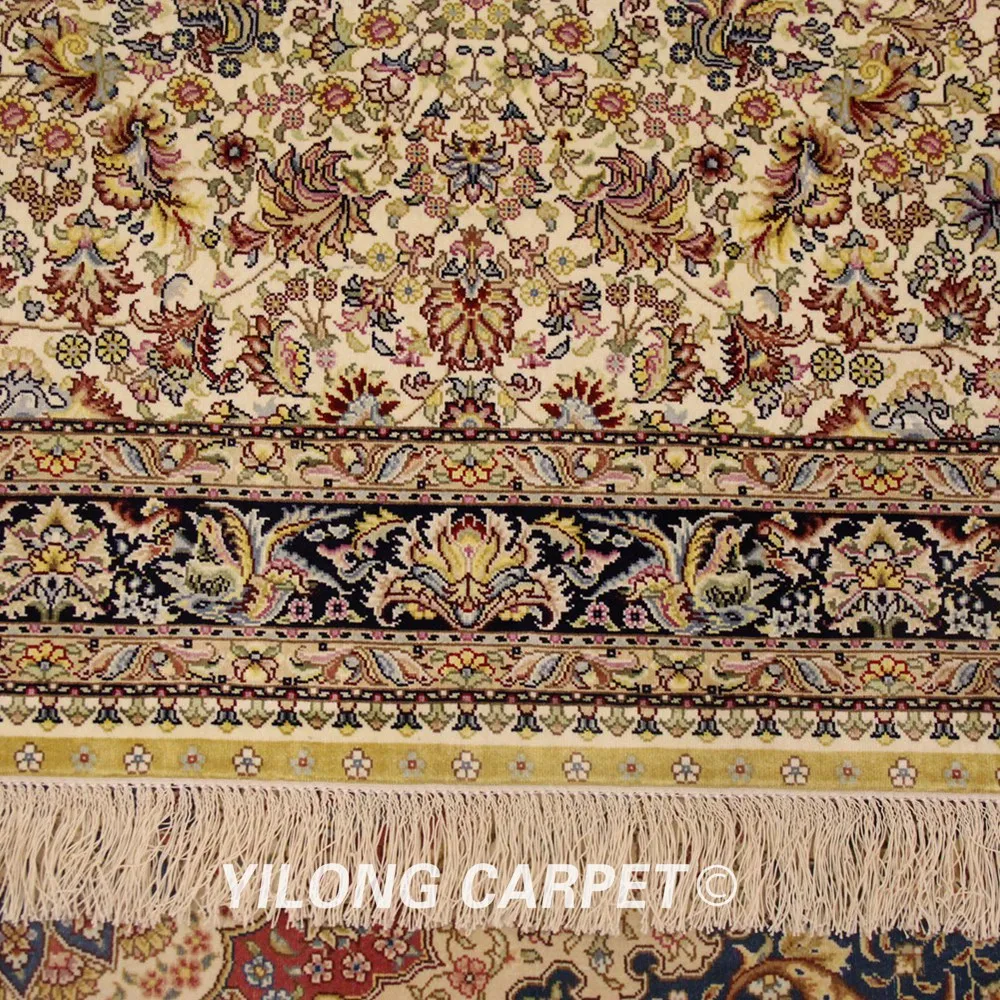 YILONG 3 'x 5' Античный Восточный шелковый ковер бежевый изысканный Шелковый