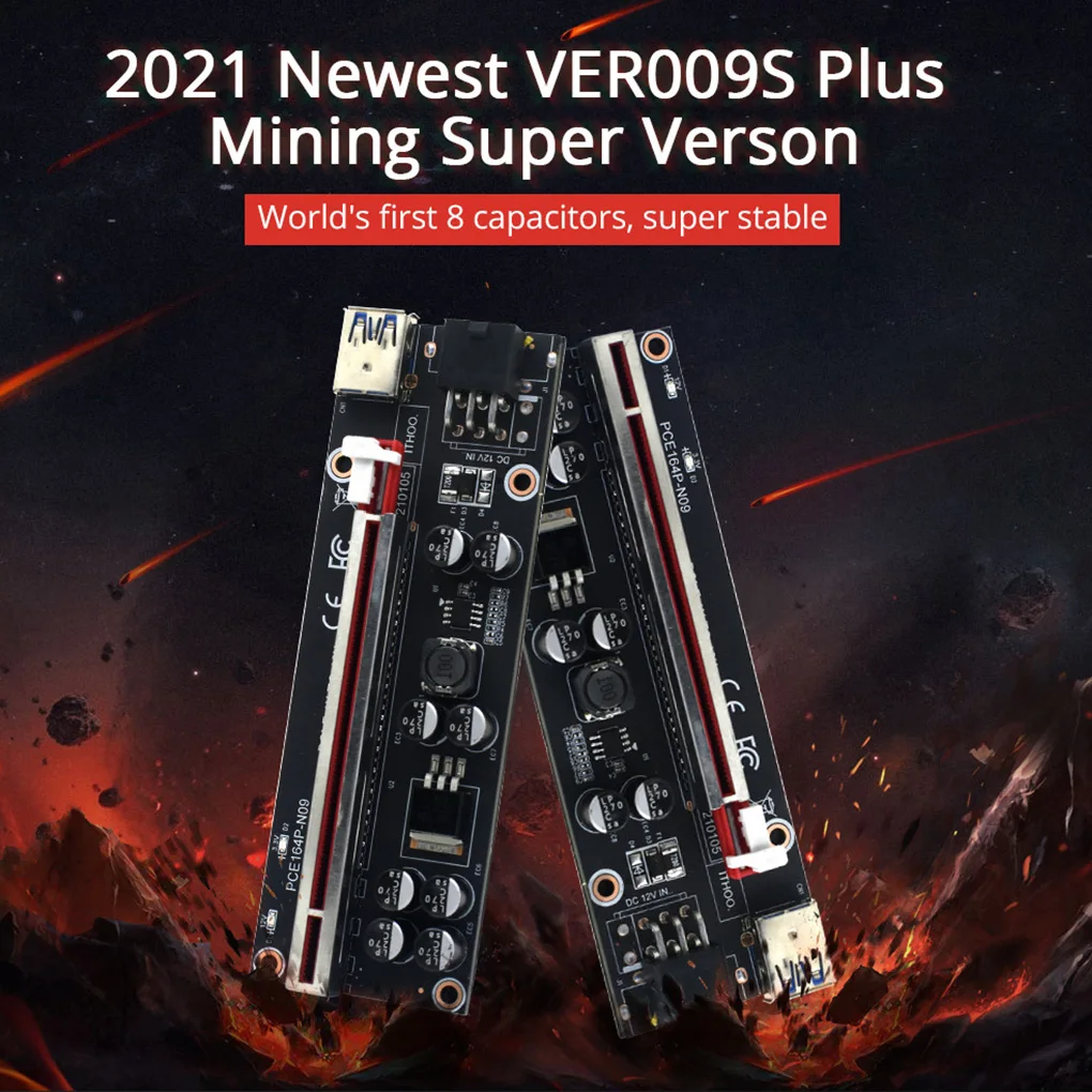 Günstig 100 Stücke Neueste VER009 USB 3,0 PCI-E Riser VER 009S Express 1X 4x 8x 16x Extender Pcie Riser Adapter Karte SATA 15pin Zu 6 Pin Power