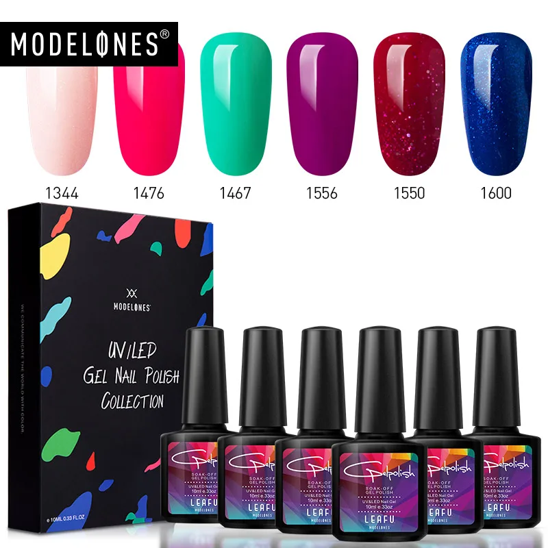Modelones 6 шт./лот Кофе Цвет серии светодиодный Гель лак для ногтей искусство Лаки