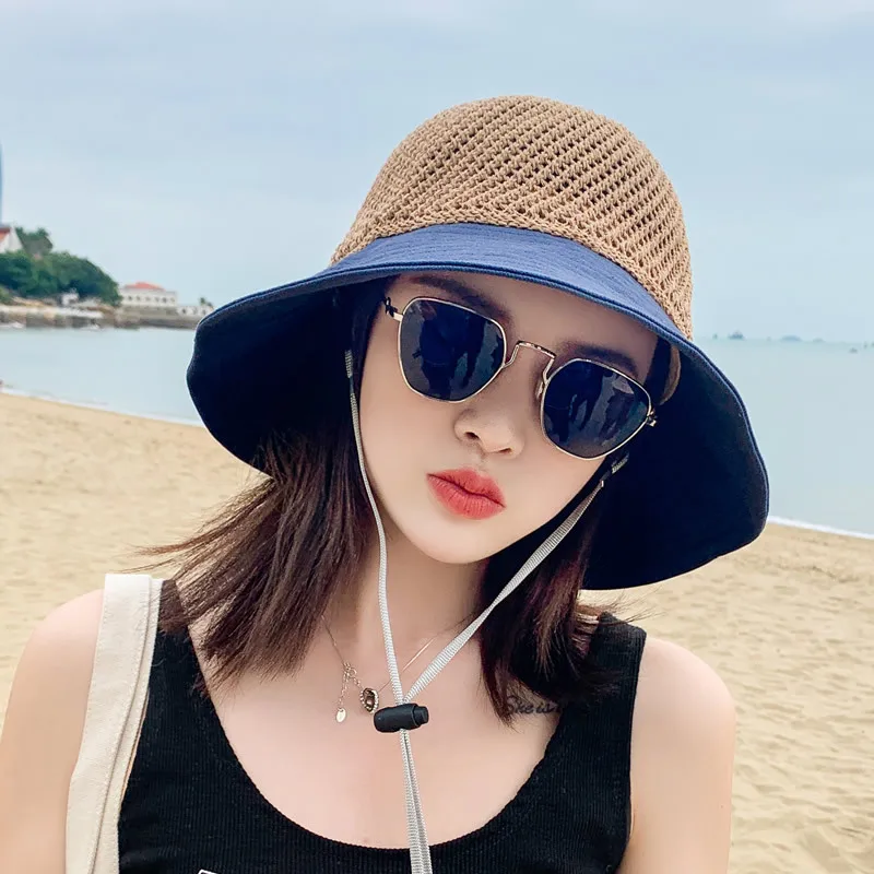 

Summer Foldable Hollow Fishing Straw Hats Fisherman Shade Hat Accessories Vintage Beach Caps Bonnet Uv Sun Protection Hats Woman