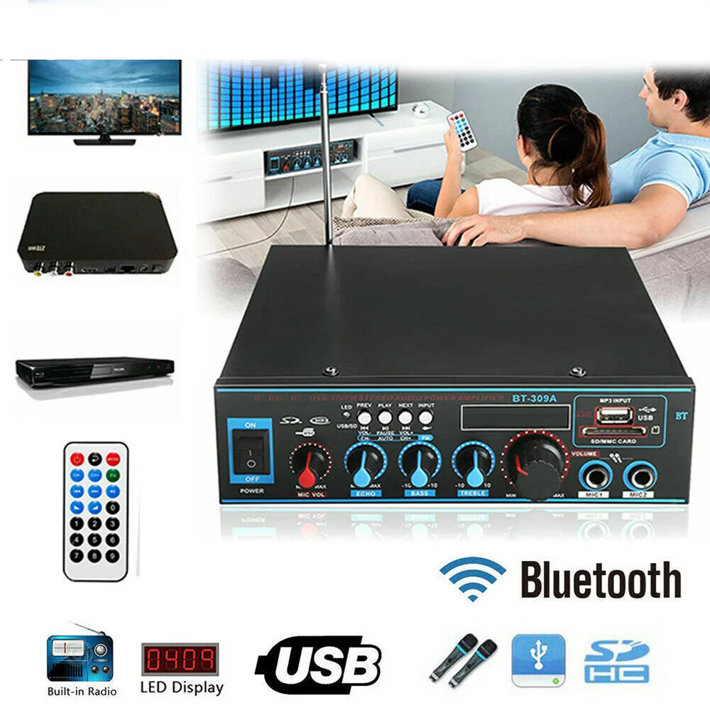 800 Вт двухканальный стерео аудио усилитель мощности для автомобиля дома HiFi