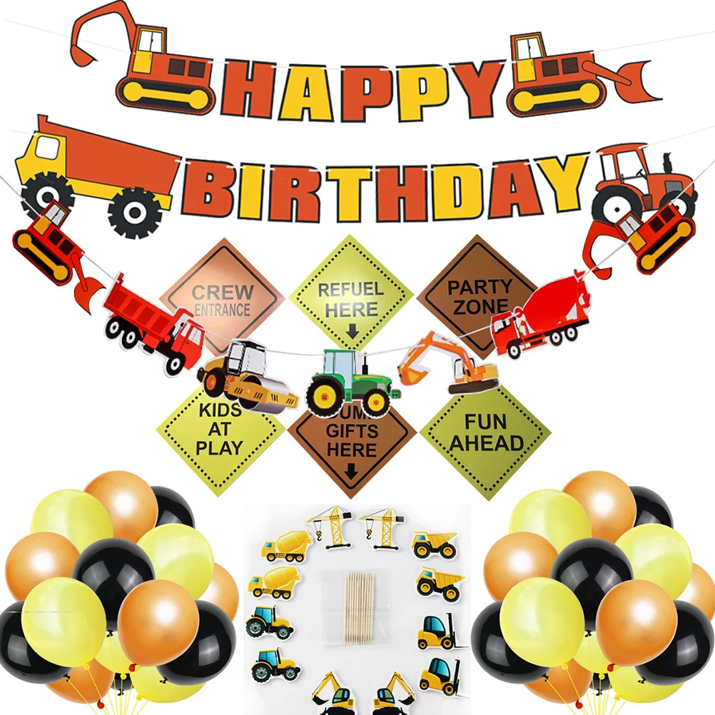 

35 pcs Decorative Set Attractive Decorative Delicate Excavator Decorative Balloon for Children Girl