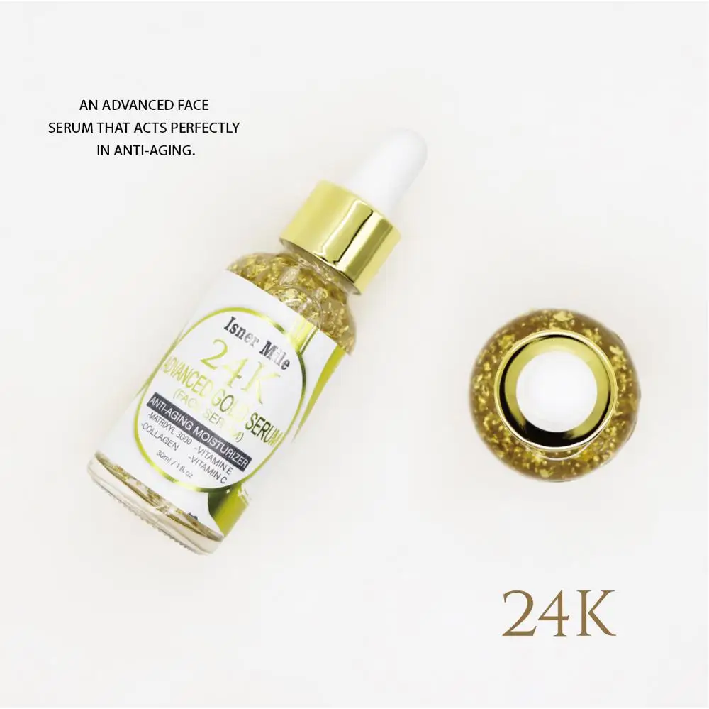 

ISNER MILE 24k Advanced Gold Facial Serum Anti-wrinkle Firming Whitening Essence Moisturizing Brighten Anti-aging Serum 30ml