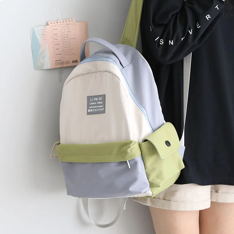 

Bfuming Panelled Backpack Women Backpacks Schoolbag Teenager Girls School Backapck Portable Travel Bag