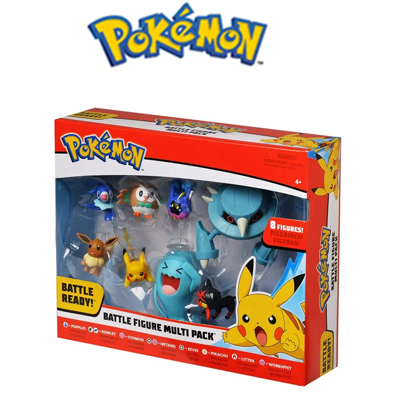 

8 Pieces/Set Of Anime Pokemon Pikachu Kawaii Popplio Rowlet Cosmog Metang Eevee Litten Wobbuffet Action Figure Toys For Children