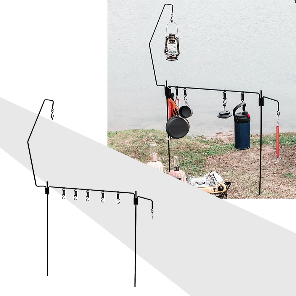 

Detachable Lantern Stand Lamp Tripod Camping Lamp Bracket Stainless Steel Lamp Holder Cookware Hanging Rack Camping Equipment