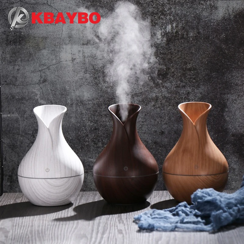

KBAYBO 130ml mini USB aroma diffuser electric humidifier ultrasonic wood grain air humidifier with 7 color LED light for home