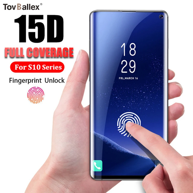 10 шт. 15D закаленное стекло для samsung Galaxy S10 S10e S9 S8 Plus S7 S6 Edge Note 8 9 Pro Полное покрытие