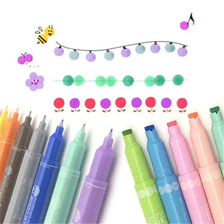 

2020 Sharkbang Kawaii Double Point Pen DIY Graffiti Drawing Painting Play Color Dot Pen Art Marker Pen School Office Stationery