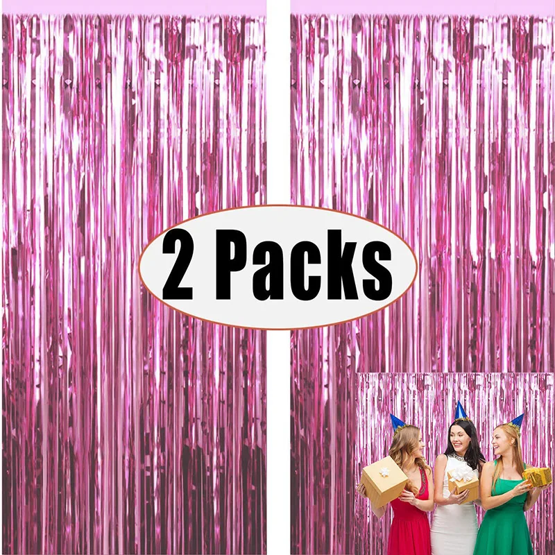 Занавески с бахромой цвета металлик 2 упаковки блестки из фольги | Дом и сад