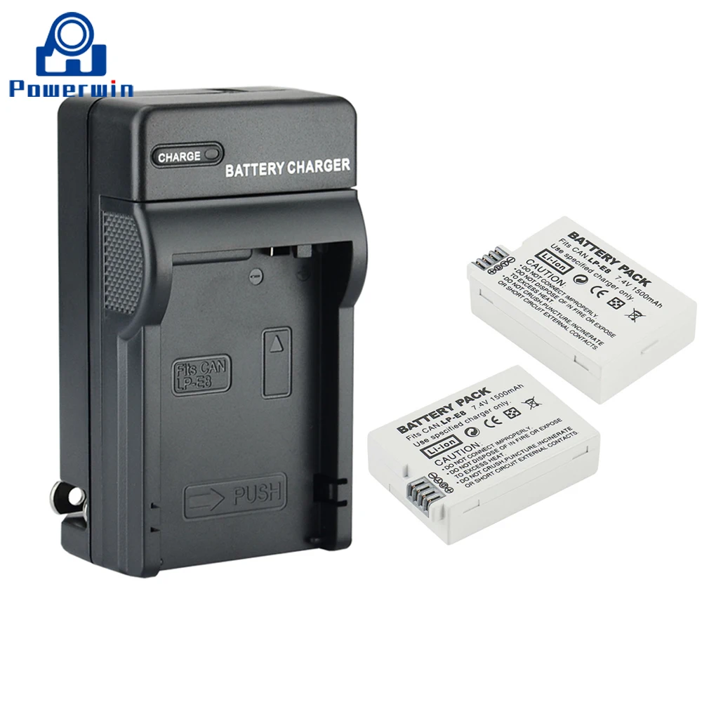 Powerwin 3 шт. 1500 мАч 7 4 V LP-E8 LPE8 Камера Батарея USB ЖК-дисплей двойной Зарядное