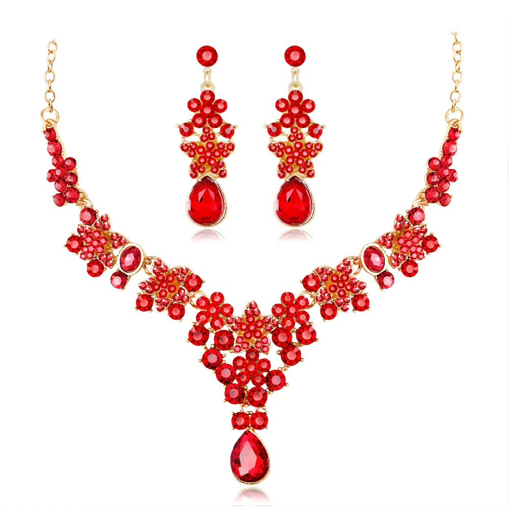 

Bride's Necklace Earrings Suite 2019 Pentagon Alloy Women's Necklace Earrings Two-piece Jewelry Suit