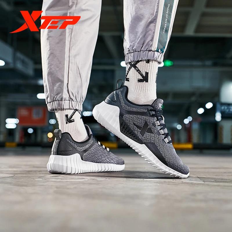 Xtep мужские кроссовки удобные модные белые черные спортивные дышащие сетчатые