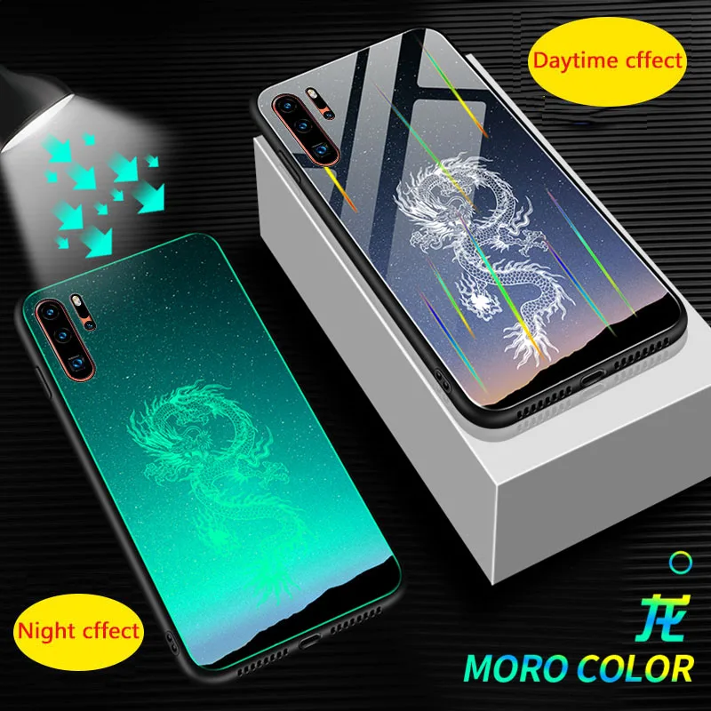 02 Светящийся стеклянный чехол для телефона Aurora для huawei P30 mate 20 P20 Pro, задняя крышка для Honor 20 S 9X Pro 20i 8X 8C V10 8 Lite, чехол для телефона - Цвет: 02