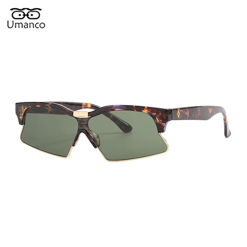 

2021 Korean Fashion Sunglasses for Women Irregular Half-frame Angle-Shaped Sun Glasses Female Ladies One-piece Eyeglasses UV400