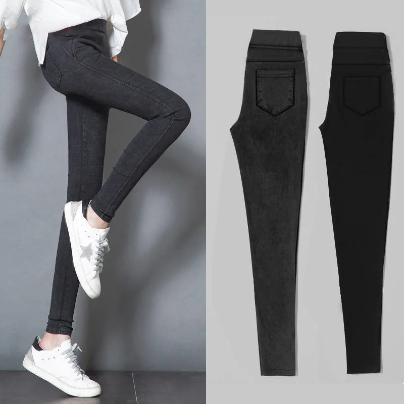 

Spring Leggings Women Autumn Elastic Tight Thin Pencil Pants Women Capris Leggings Black