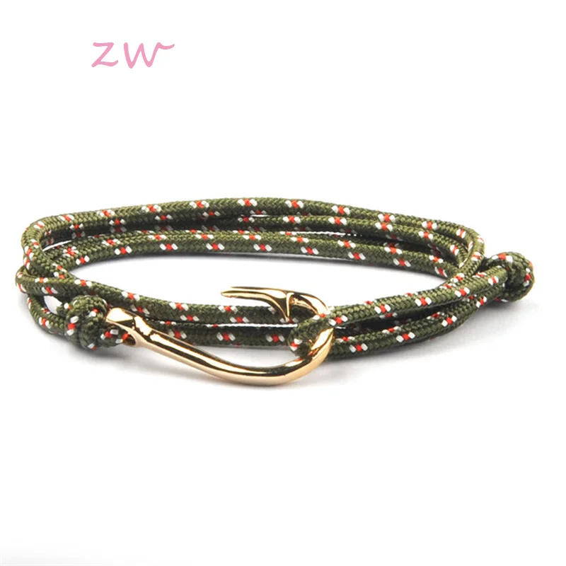 Плетеный браслет ручной работы новинка 2019 Модный золотой рыболовный крючок