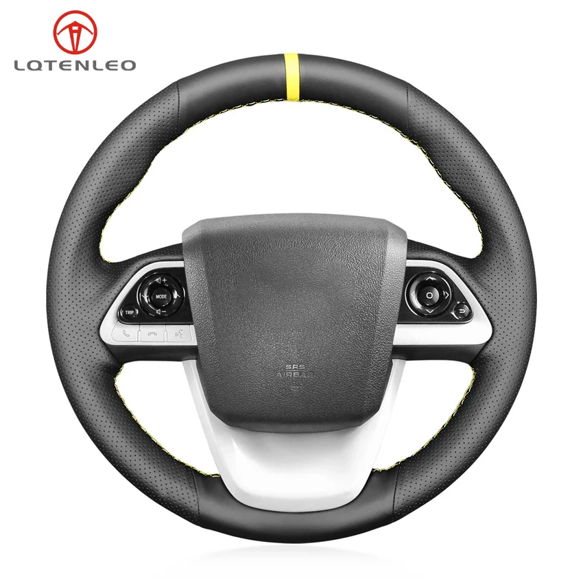 

LQTENLEO Black Artificial Leather Car Steering Wheel Cover For Toyota Prius 4 2015-2022 Mirai 2016-2019 Prius Prime 2017-2022