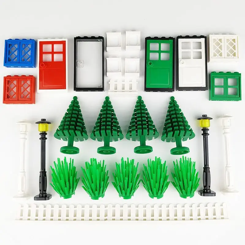 Rainforest Baseplate Parts Animal Green Grass Jungle Bush Flower Tree Plants Building Blocks DIY MOC Assemble Children Toy Gifts